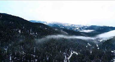 Beyaza bürünen Ilgaz Dağı havadan görüntülendi