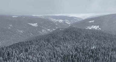 Beyaza bürünen Ilgaz Dağı havadan görüntülendi