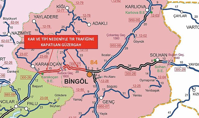 Bingöl-Elazığ yolu tır trafiğine kapatıldı
