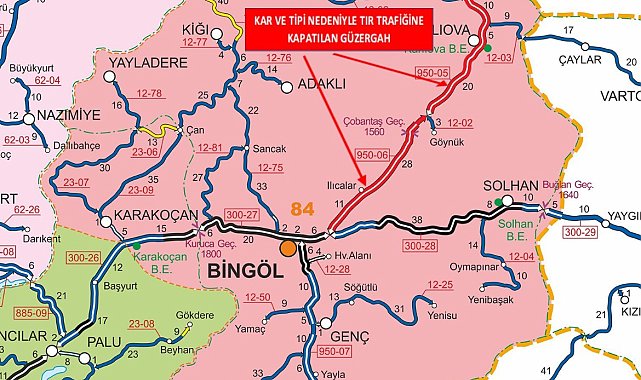 Bingöl-Erzurum karayolu tır trafiğine kapatıldı