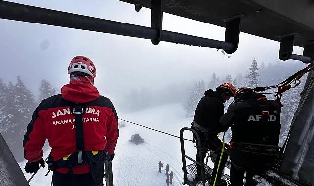 Bursa Jandarması ve AFAD'dan Uludağ'da teleferik tatbikatı