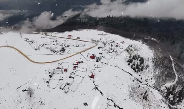 Düzce'nin yüksek kesimleri karla kaplandı