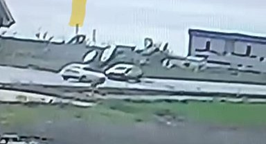 Edirne'de çarpışan aracın defalarca takla attığı kaza kamerada