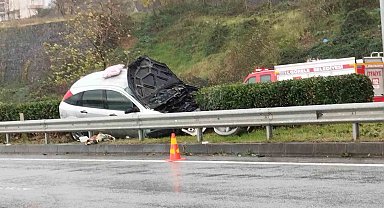 Görele'de trafik kazası: Otomobil alev aldı