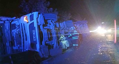 Hassa'da devrilen tırın sürücüsü yaralandı