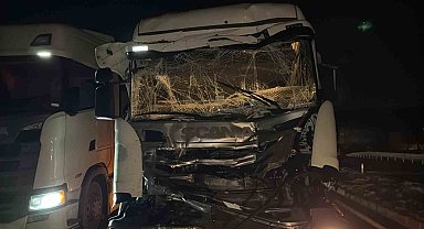 İki tır ve otomobilin çarpıştığı kazada bir kişi yaralandı