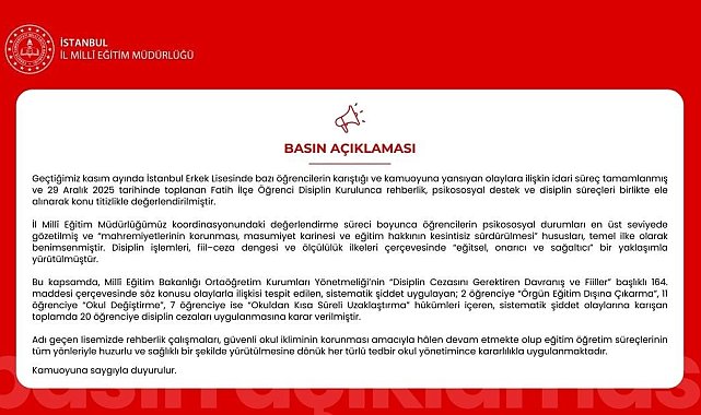 İstanbul Erkek Lisesi'ndeki kavga ile ilgili 20 öğrenciye disiplin cezası