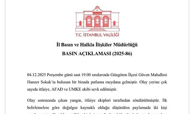 İstanbul Valiliğinden Güngören'deki patlamayla ilgili açıklama: "Doğalgaz kaynaklı olduğu düşünülen patlamada 2 kişi yaralandı"