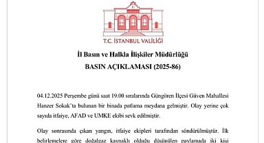 İstanbul Valiliğinden Güngören'deki patlamayla ilgili açıklama: "Doğalgaz kaynaklı olduğu düşünülen patlamada 2 kişi yaralandı"