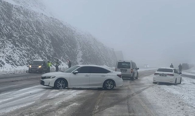 Kar yağışı etkili oldu, Bingöl'de araçlar yolda kaldı