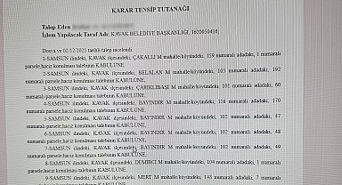 Kavak Belediyesi'ne ait 10 taşınmaza haciz