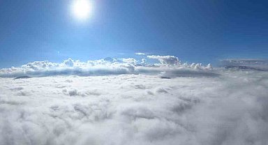 Kayseri'de sis bulutlarının üzerinden görüntüler hayran bıraktı