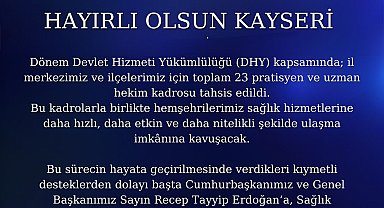 Kayseri'ye 23 hekim kadrosu