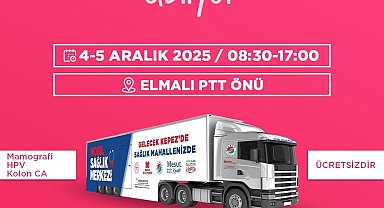 Kepez'in Mobil Sağlık Merkezi 4-5 Aralık'ta Elmalı'da Kanser taraması yapacak