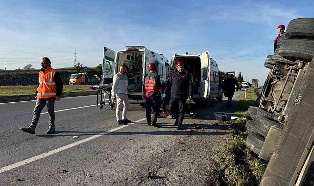 Kontrolden çıkan tanker yan yattı: 1 yaralı