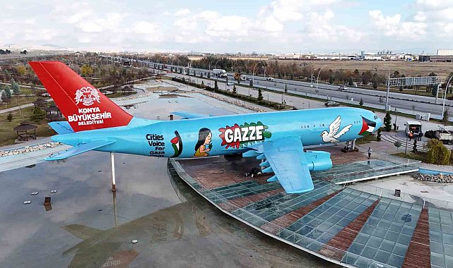 Konya Büyükşehir, şehre gelenleri "Gazze" mesajıyla karşılıyor