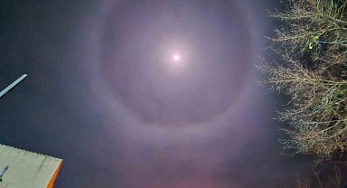 Muratlı semalarında 'Ay Halesi' görüldü