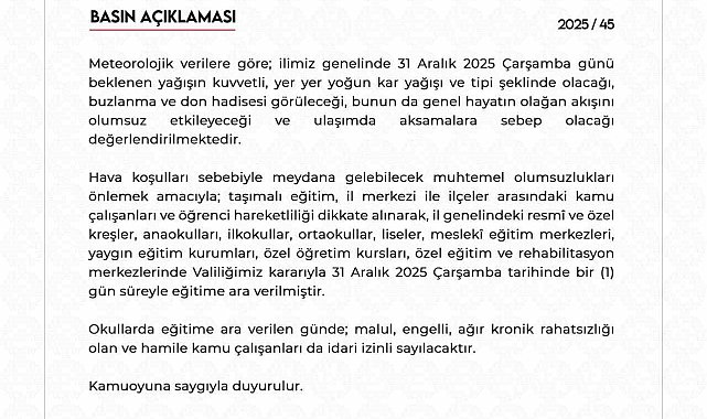Niğde'de eğitme bir gün ara verildi