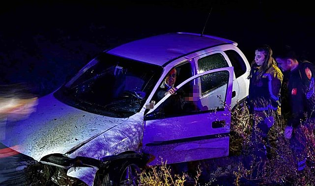 Otomobil tarlaya uçtu, ekipler yaralı için seferber oldu