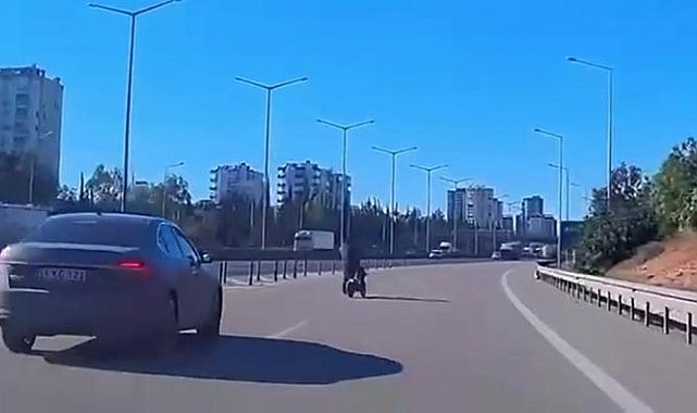 Otoyolda bisikletli tehlikesi: Kazaya ramak kaldı