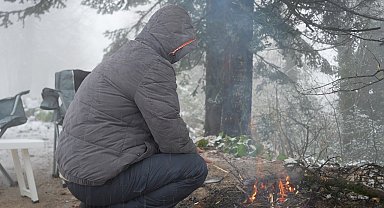Samanlı Dağları'nın zirvesi beyaza büründü