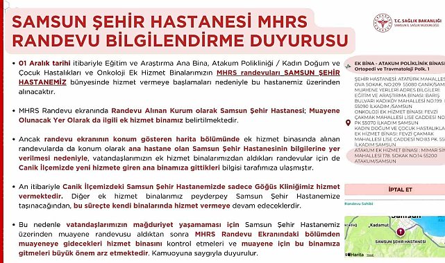Samsun Şehir Hastanesi randevularında "hizmet binası karışıklığı"na dikkat