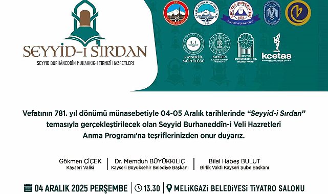 Seyyid Burhaneddin, vefatının 781. yıldönümünde anılacak