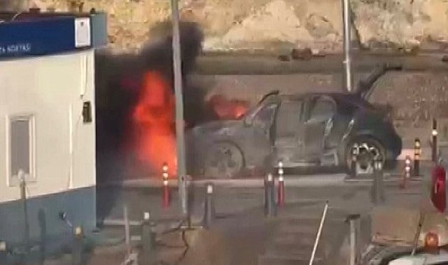 Şile Limanı'nda bir araç alevlere teslim oldu