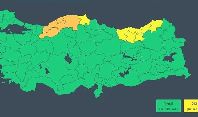 Sinop'un batısı için sarı kodlu kar alarmı