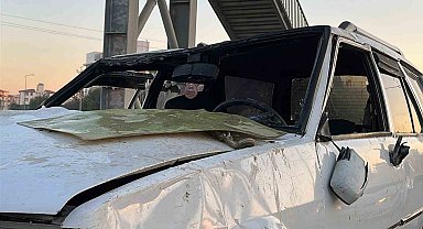 Takla atarak hurdaya dönen Tofaş'ın sürücüsü yaralandı