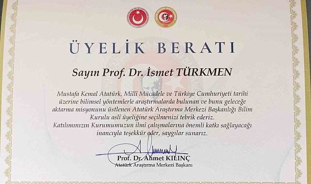 TOGÜ'lü Prof. Dr. İsmet Türkmen'e ulusal düzeyde önemli görev