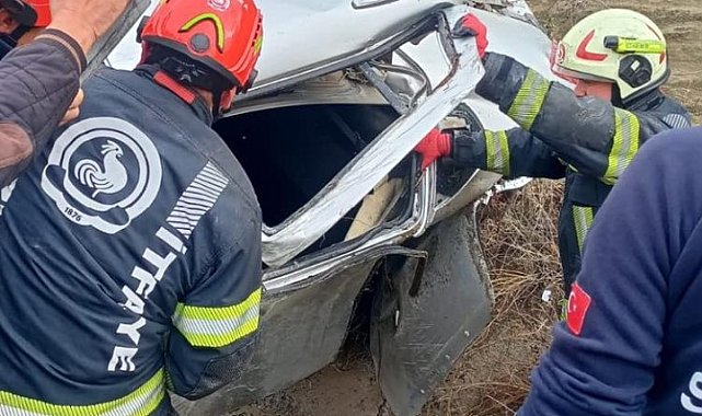 Yoldan çıkan otomobil takla attı; 2 yaralı