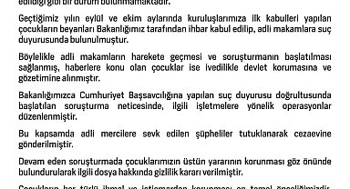 Aile ve Sosyal Hizmetler Bakanlığı: " Söz konusu olay geçtiğimiz yıl ortaya çıkartılmıştır"