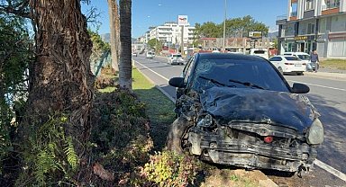 Antalya'da otomobil refüjdeki ağaca çarptı: 2 yaralı