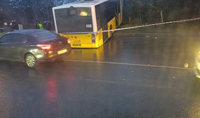 Arnavutköy'de içinde yolcuların bulunduğu İETT otobüsü ormanlık alana uçtu, faciadan dönüldü