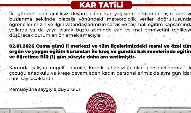 Bingöl'de eğiteme 1 gün ara verildi