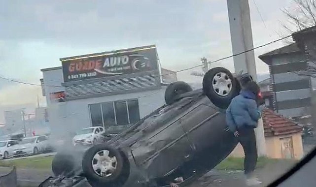 Çaycuma'da otomobil takla attı