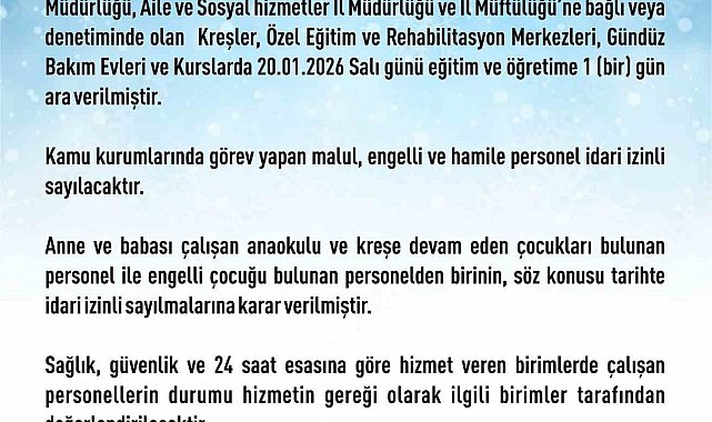 Elazığ'da rehabilitasyon ve bakımevi kurslarına 1 gün daha kar tatili