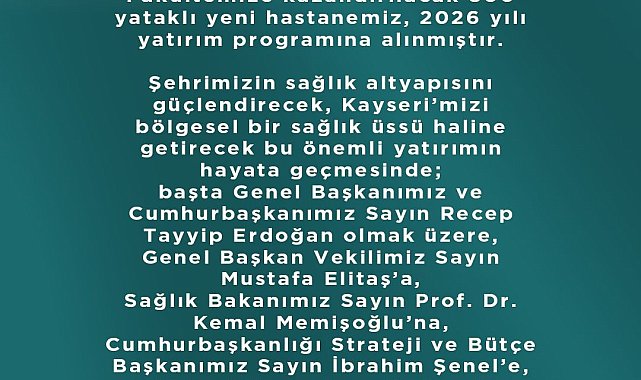 Hüseyin Okandan: "800 yataklı yeni hastanemiz hayırlı olsun"