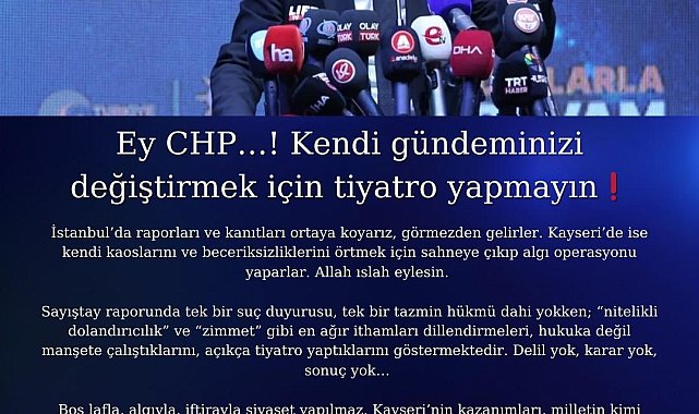 Hüseyin Okandan: "Ey CHP, kendi gündeminizi değiştirmek için tiyatro yapmayın"