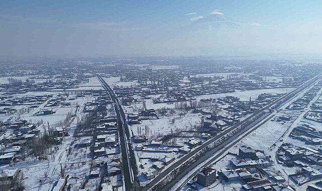 Iğdır'da kış güzelliği havadan görüntülendi