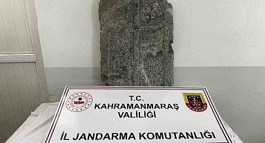 Kahramanmaraş'ta Bizans dönemine ait mezar taşı ele geçirildi: 3 gözaltı