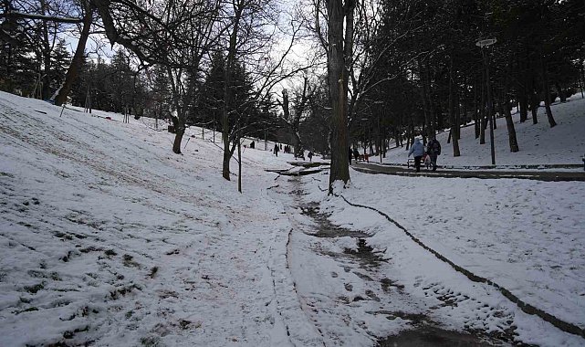 Kar yağışını fırsata çeviren Ankaralılar parklara akın etti