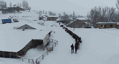 Keçi sürüsü 4 saatlik zorlu yolculukla köye ulaştırıldı