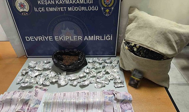 Keşan'da yastık içerisine saklanmış uyuşturucu ele geçirildi