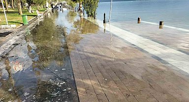 Köyceğiz Gölü taştı, Atatürk Kordonu sular altında kaldı