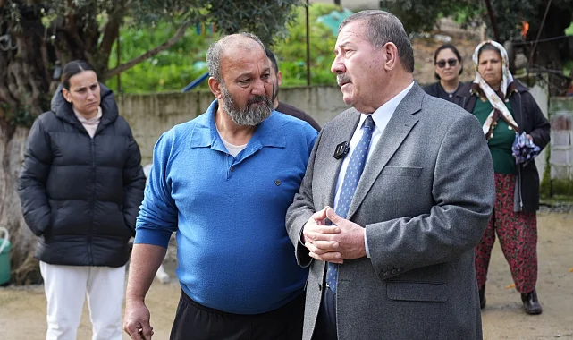 Muğla Milas'ta evi yanan aileye Başkan Topuz'dan konteyner ve ev tadilatı sözü