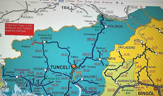 Tunceli'de yoğun kar yağışı nedeniyle birçok il yolu ulaşıma kapatıldı