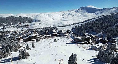 Uludağ'da sömestr yoğunluğu drone görüntülerine yansıdı