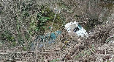 Alaplı'da kamyon şarampole uçtu